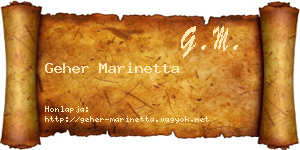 Geher Marinetta névjegykártya